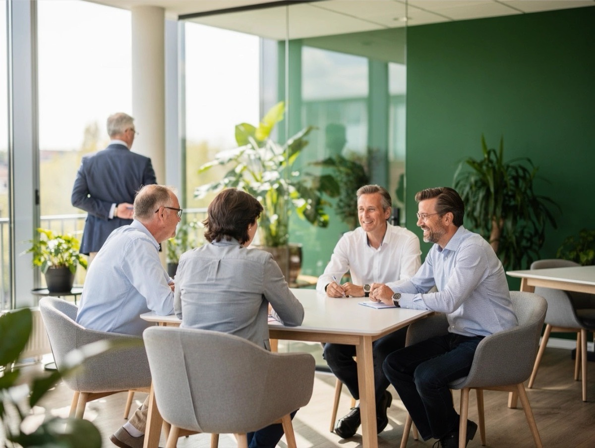 Projectteam in overleg over de voortgang van een ERP-traject